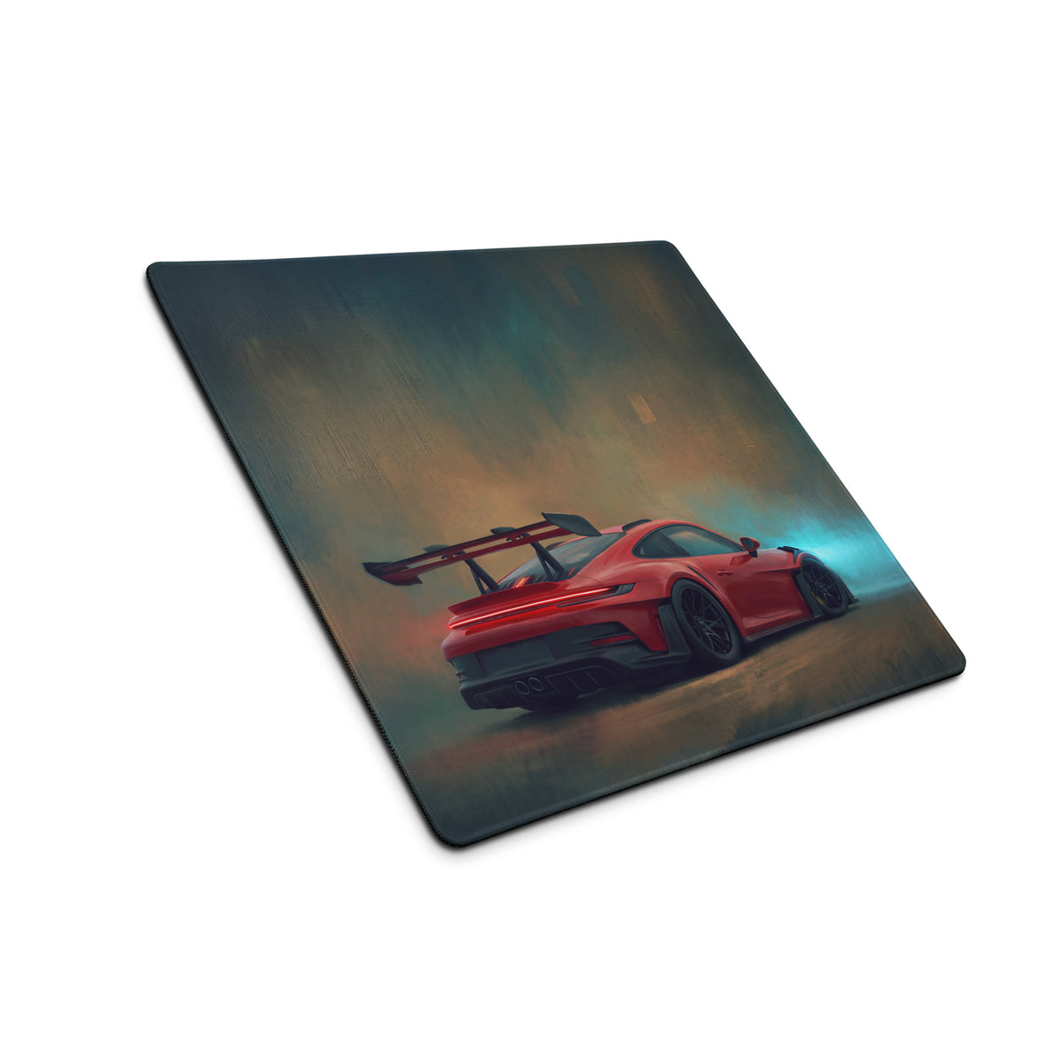 Red sports car graphic printed on a rectangular high-precision xl gaming mousepad inspired by porsche 911 gt3 rs
