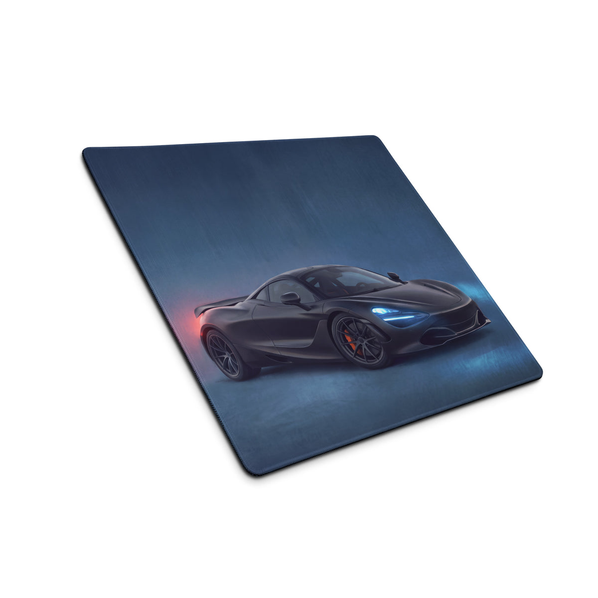 Black mclaren 720s sports car graphic printed on a rectangular stealth onyx xl gaming mousepad desk mat