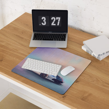 Dodge Viper ACR inspired gts livery desk pad with vibrant gradient and white sports car on soft-textured gaming mouse mat