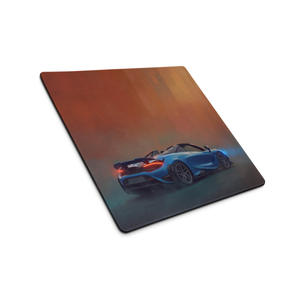 Blue sports car graphic printed on a rectangular curacao blue convertible desk mat high precision xl gaming mousepad