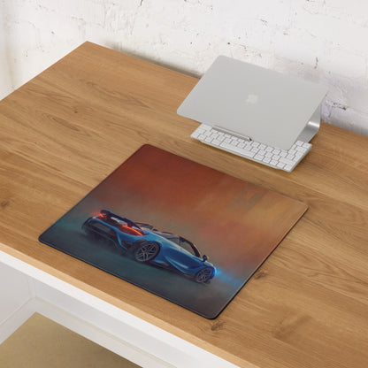 Blue McLaren 765LT inspired Curacao blue convertible graphic on rectangular high precision xl gaming mousepad