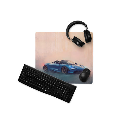 Blue mclaren 720s inspired curacao blue convertible graphic on xl rectangular gaming mousepad desk mat