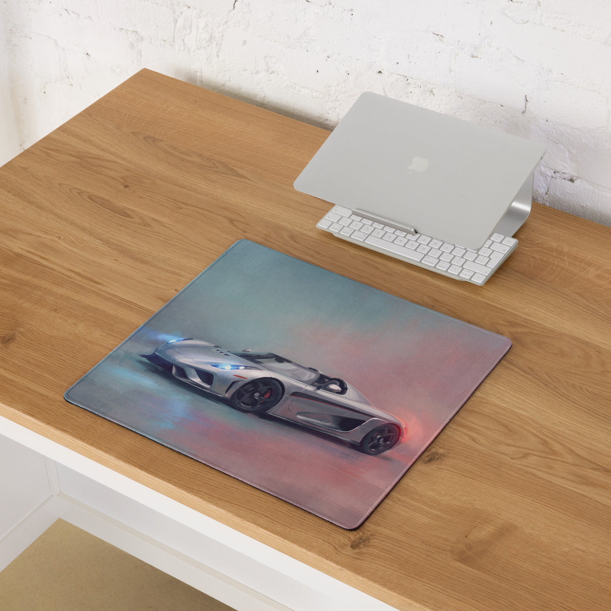 Silver and black koenigsegg regera inspired apex desk mat with sports car graphic high precision xl gaming mousepad