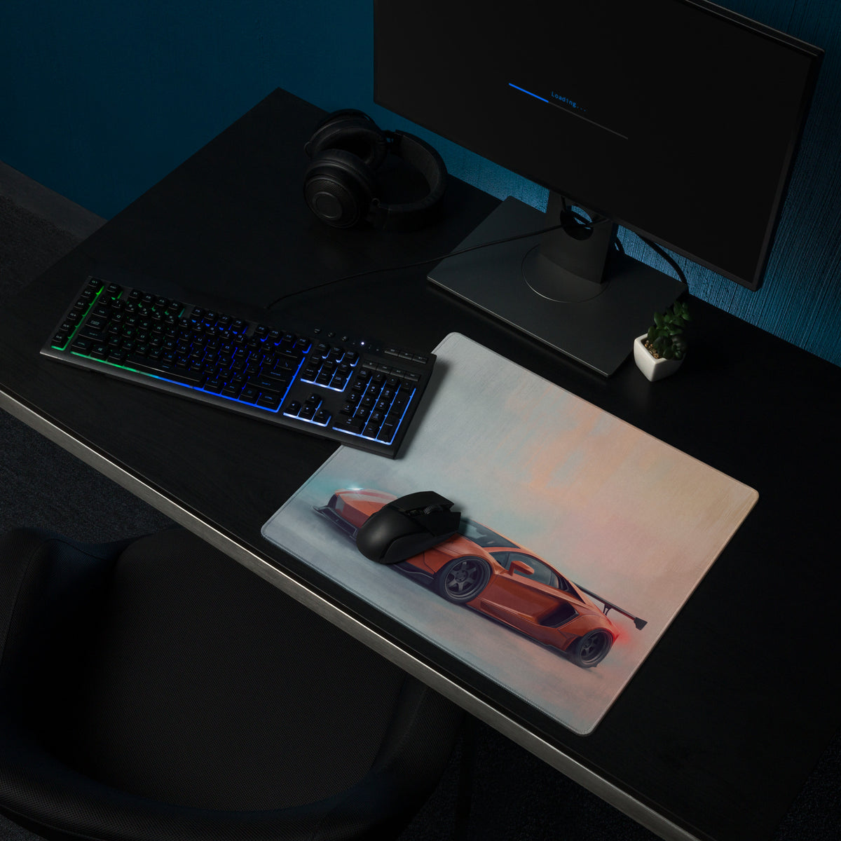 Lamborghini aventador inspired arancio widebody rectangular gaming mousepad with vibrant orange sports car graphic and non-slip surface