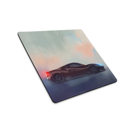 Black sports car illustration on ferrari 488 inspired charcoal drift extended non slip rectangular desk mousepad