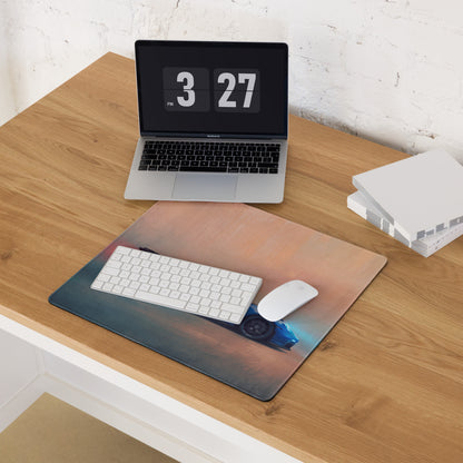 Rectangular ultra-glide stitched edge gaming mousepad featuring a blue porsche 911 gt3 inspired shark blue car print