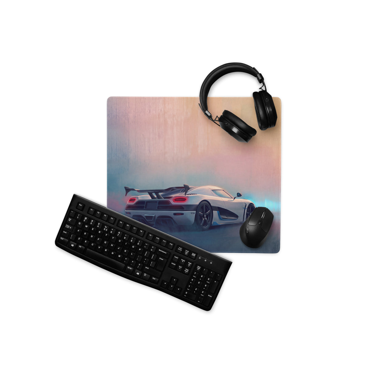 White koenigsegg agera inspired pearl glacier desk mat with sports car graphic xl high precision gaming mousepad
