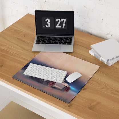 Rectangular low-friction cloth Porsche 911 GT3 RS inspired chalk crimson mousepad with futuristic silver car design