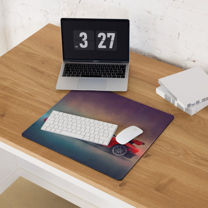Rectangular low-friction cloth mcLaren Senna inspired marlboro heritage desk mat with red sports car and white keyboard mouse