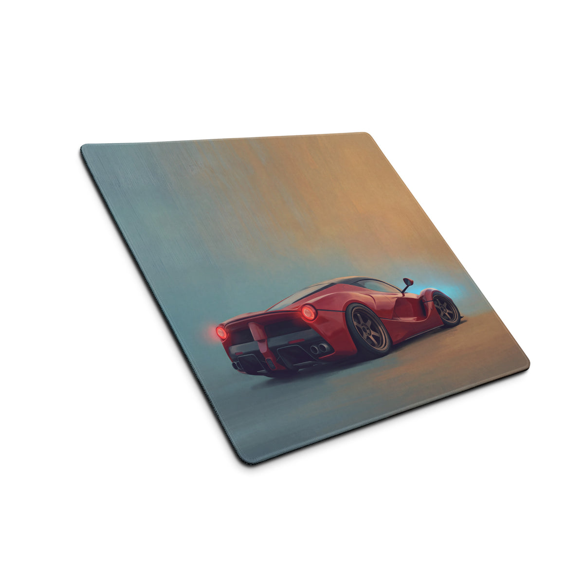 Red ferrari laferarri sports car illustration on a rosso bronze low-friction cloth side desk mousepad