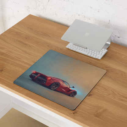Red sports car graphic on a rectangular soft-textured ferrari lafferrari inspired rosso bronze cloth mousepad