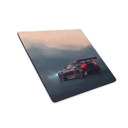 Aston Martin Vulcan inspired onyx black racing car graphic printed on a low-friction cloth rectangular mousepad