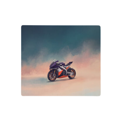 Large purple and orange aprilia rsv4 xtrenta inspired racing motorcycle mouse pad with stitched edges for gamers