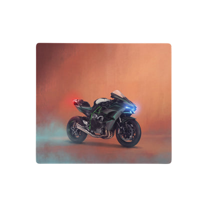 Black and green kawasaki ninja h2r motorcycle graphic printed on rectangular extra large desk pad for gamers