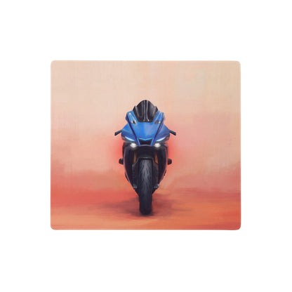 Blue and black sport motorcycle illustration on yamaha r1 inspired extra large mouse pad for pc setup