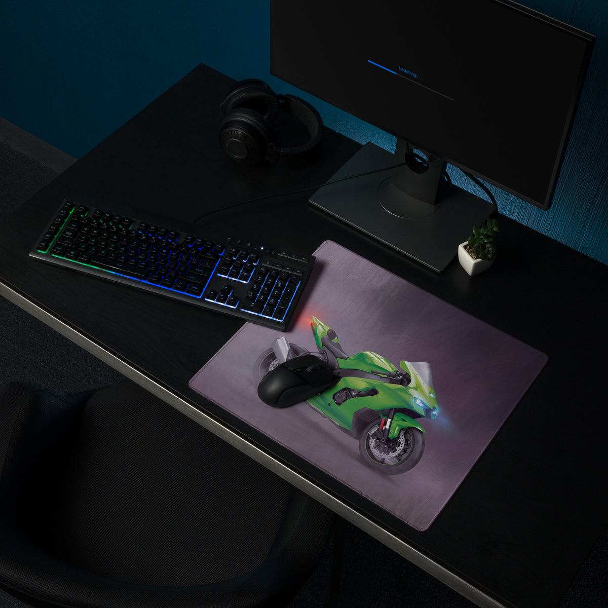 Kawasaki Ninja ZX-10RR Inspired Large Desk Pad, Aesthetic Mousepad for Setup