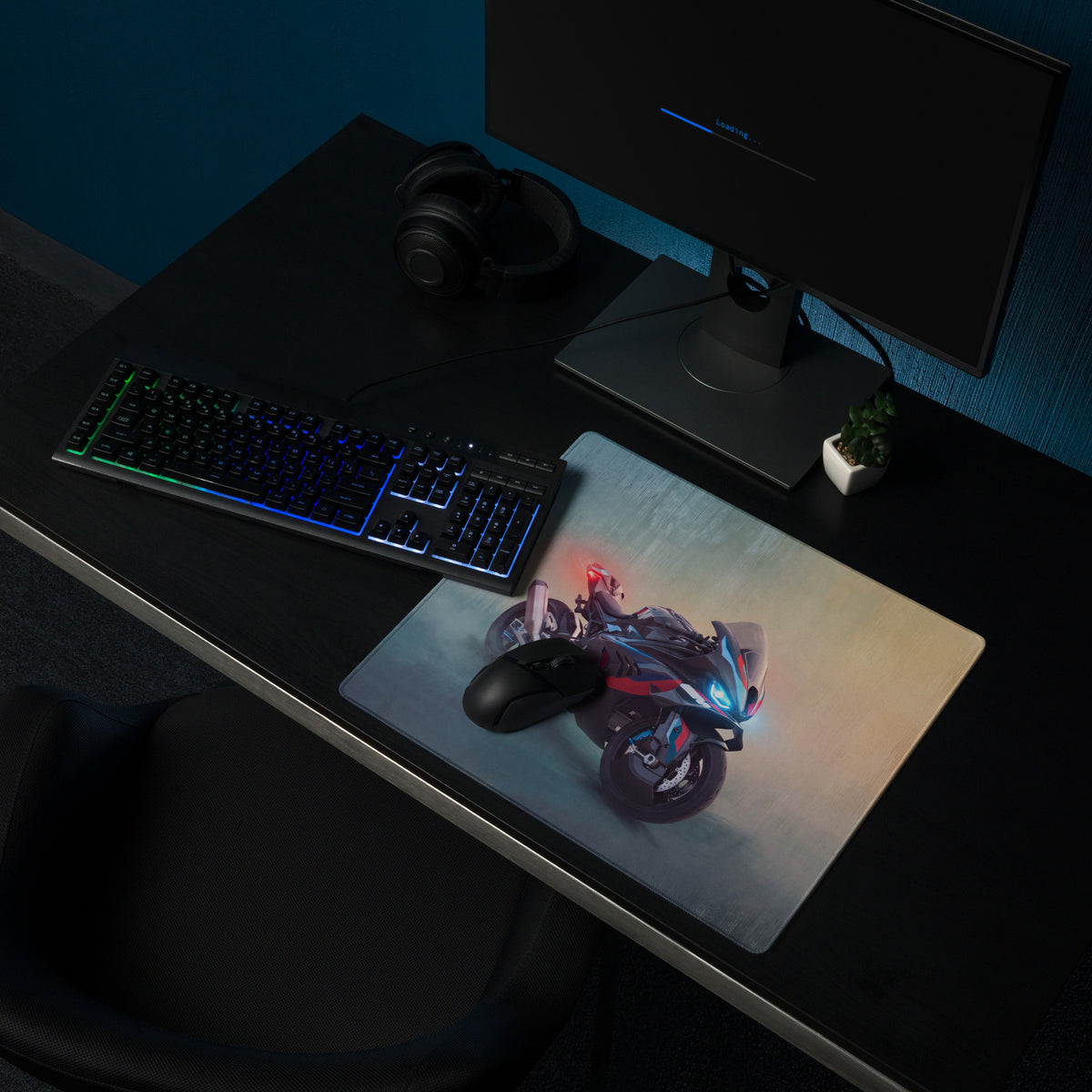 BMW M1000RR Inspired Gaming Mousepad, Oversized Desk Pad with Stitched Edges