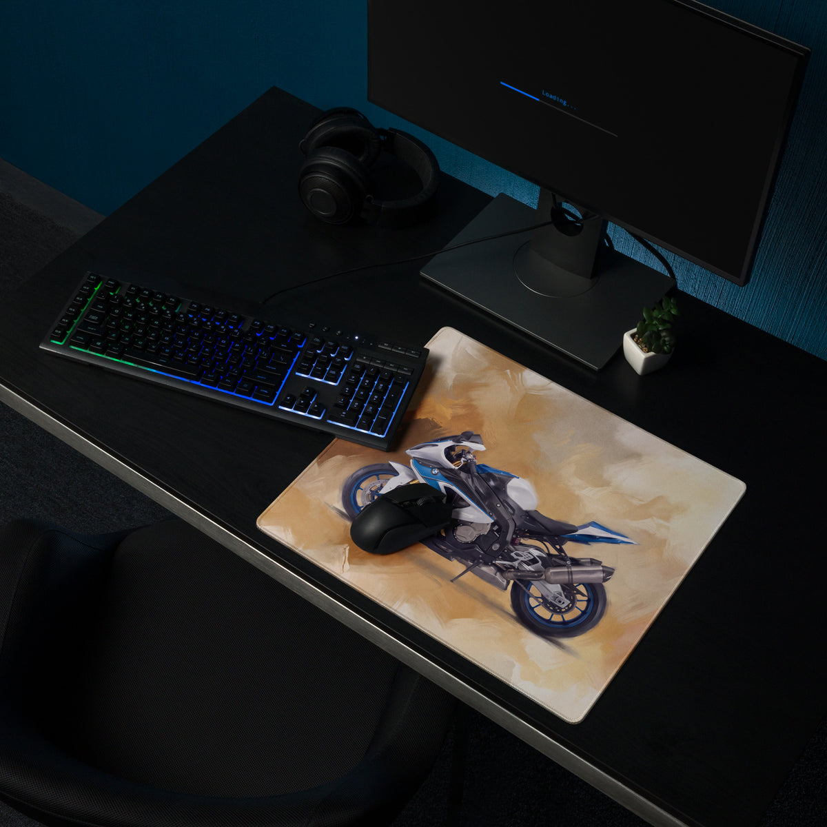 BMW S1000RR Inspired Gaming Desk Pad, Oversized Mouse Pad with Stitched Edges