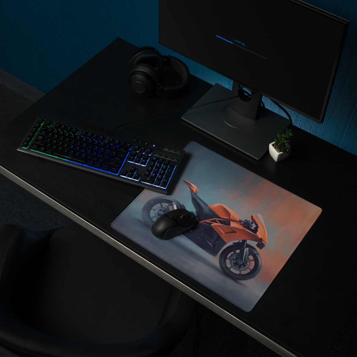 KTM RC 8C Inspired Gaming Desk Pad, Oversized Mouse Pad with Stitched Edges