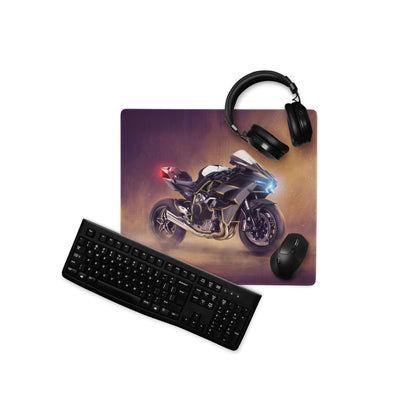 Kawasaki Ninja H2 Inspired Gaming Mousepad, Oversized Desk Pad with Stitched Edges