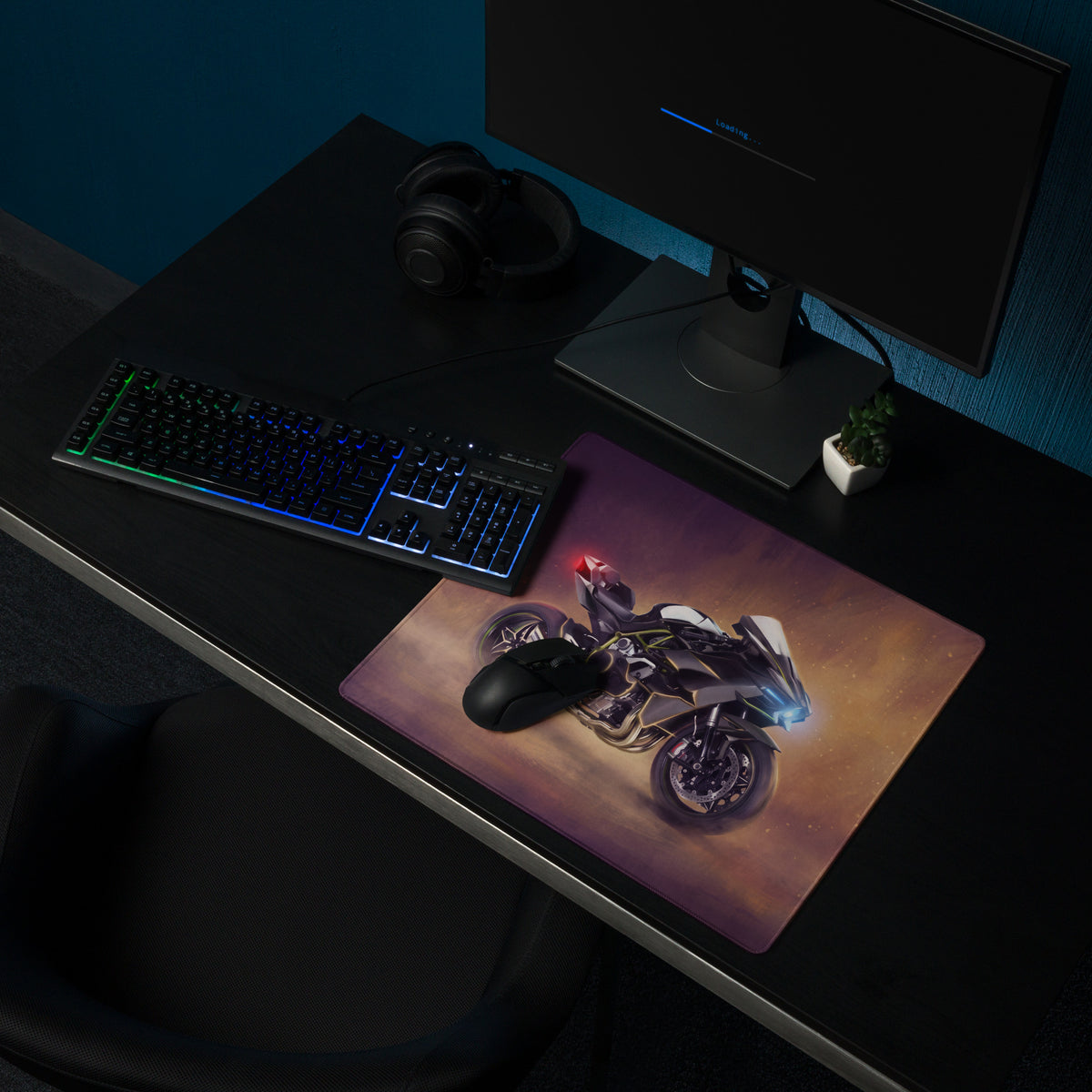 Kawasaki Ninja H2 Inspired Gaming Mousepad, Oversized Desk Pad with Stitched Edges
