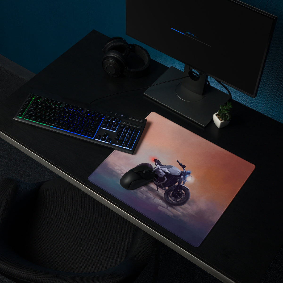 BMW R nineT Inspired Gaming Desk Pad, Oversized Mouse Pad with Stitched Edges