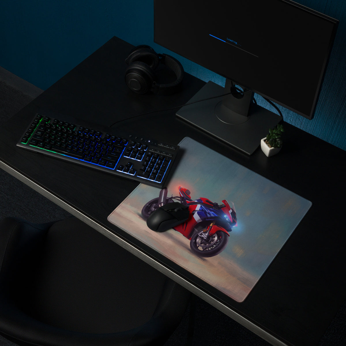 Honda Fireblade Inspired Gaming Desk Pad, Oversized Mouse Pad with Stitched Edges