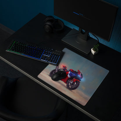 Honda Fireblade Inspired Gaming Desk Pad, Oversized Mouse Pad with Stitched Edges