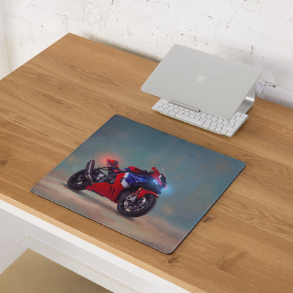 Honda Fireblade Inspired Gaming Desk Pad, Oversized Mouse Pad with Stitched Edges