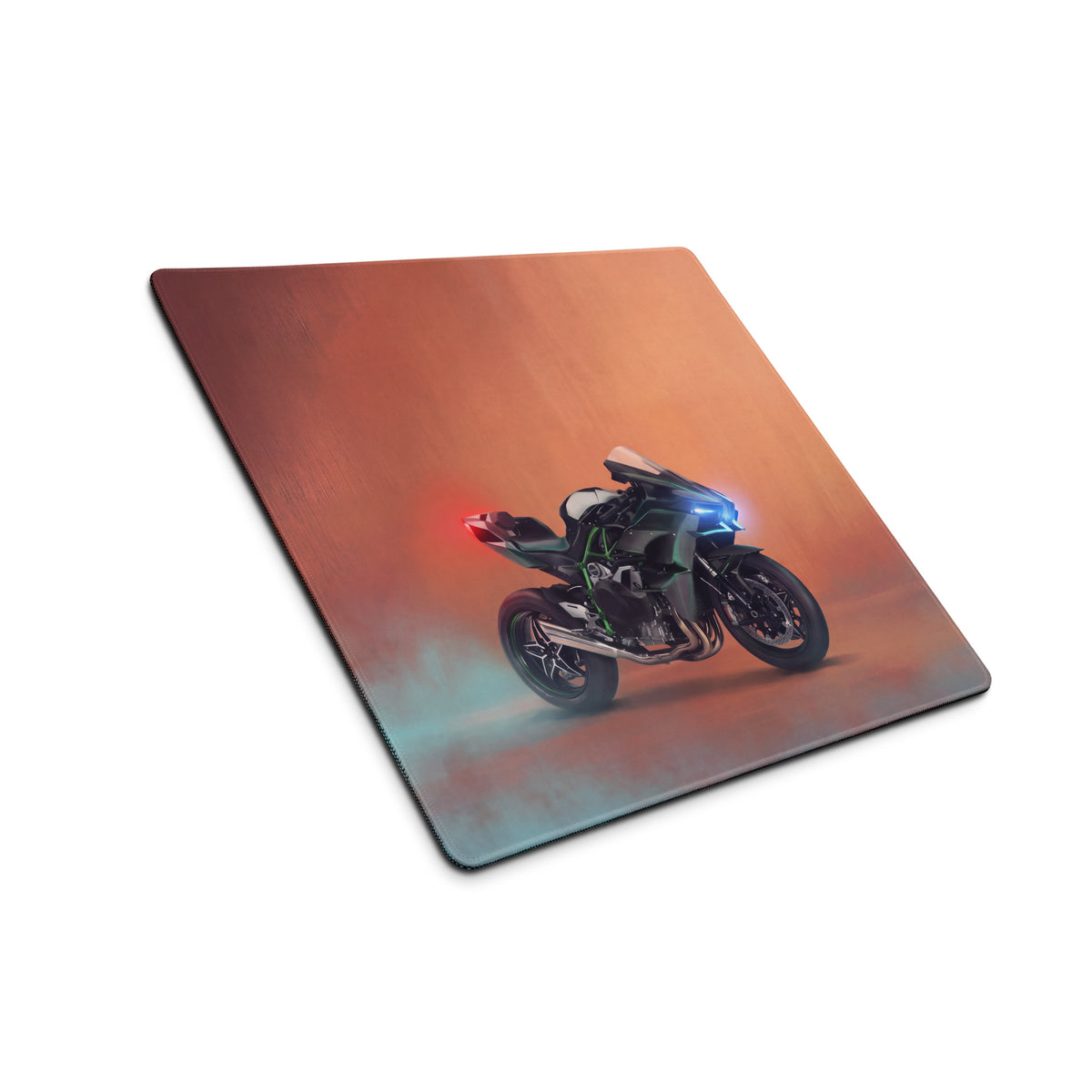 Kawasaki Ninja H2 inspired extra large desk pad mousepad featuring a sleek black and green motorcycle graphic