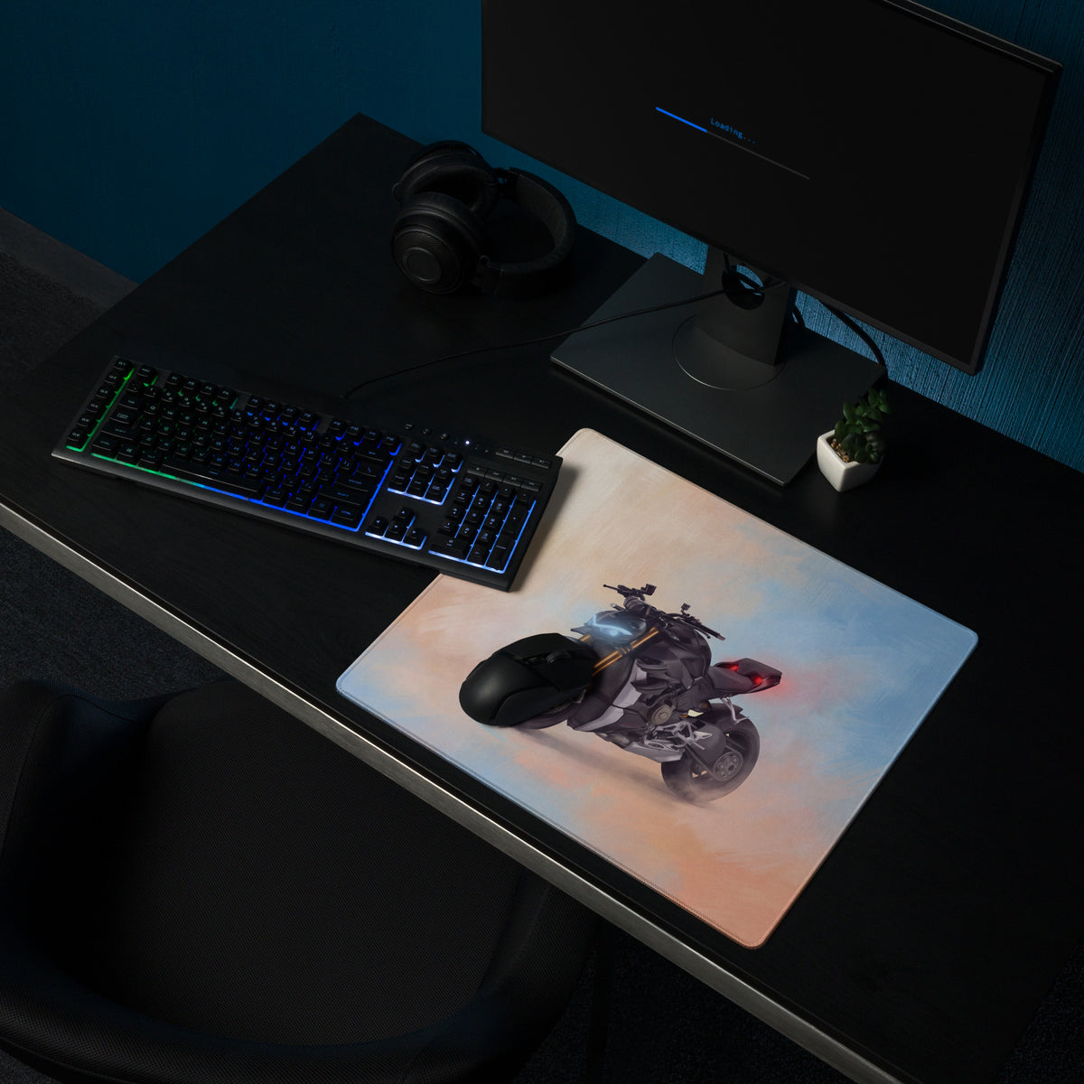 Ducati Streetfighter V4 Inspired Gaming Desk Pad, Oversized Mouse Pad with Stitched Edges