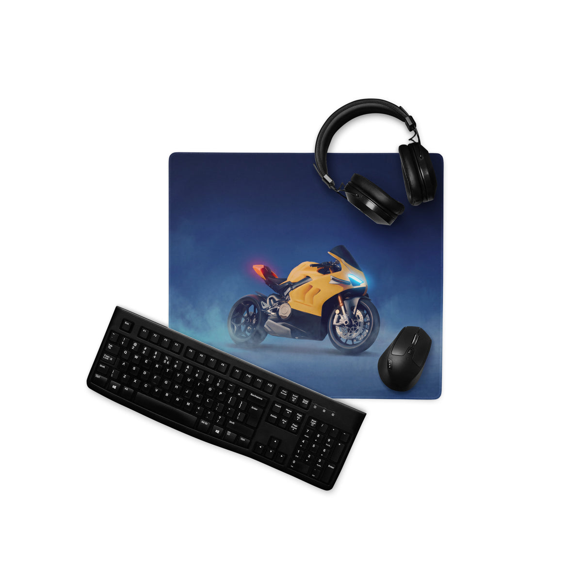 Ducati Panigale V4 Yellow Inspired Extra Large Desk Mat, Aesthetic Mousepad for Gamers