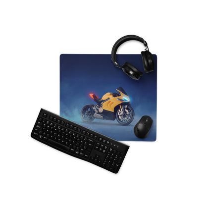 Ducati Panigale V4 Yellow Inspired Extra Large Desk Mat, Aesthetic Mousepad for Gamers