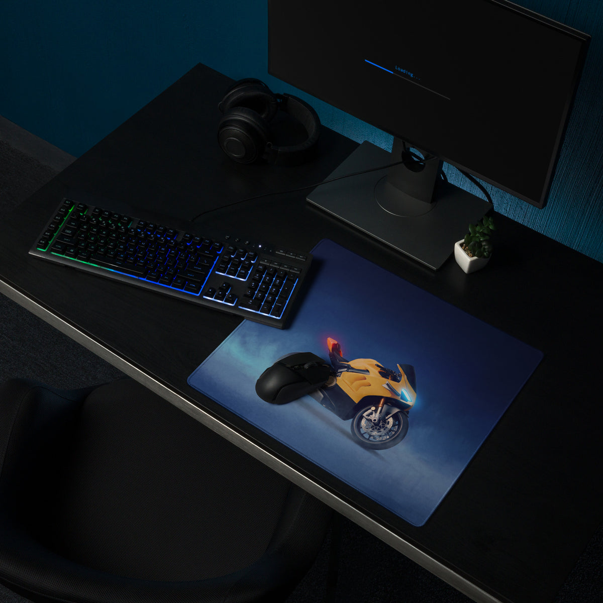 Ducati Panigale V4 Yellow Inspired Extra Large Desk Mat, Aesthetic Mousepad for Gamers