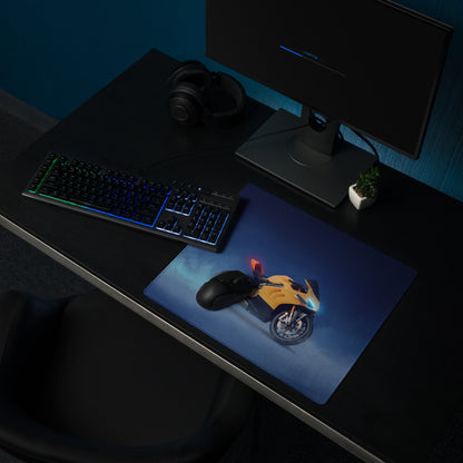 Ducati Panigale V4 Yellow Inspired Extra Large Desk Mat, Aesthetic Mousepad for Gamers