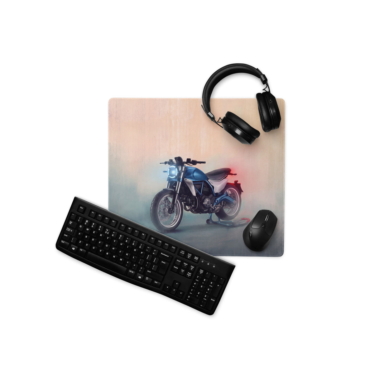 Ducati Scrambler Inspired Gaming Desk Pad, Oversized Mouse Pad with Stitched Edges