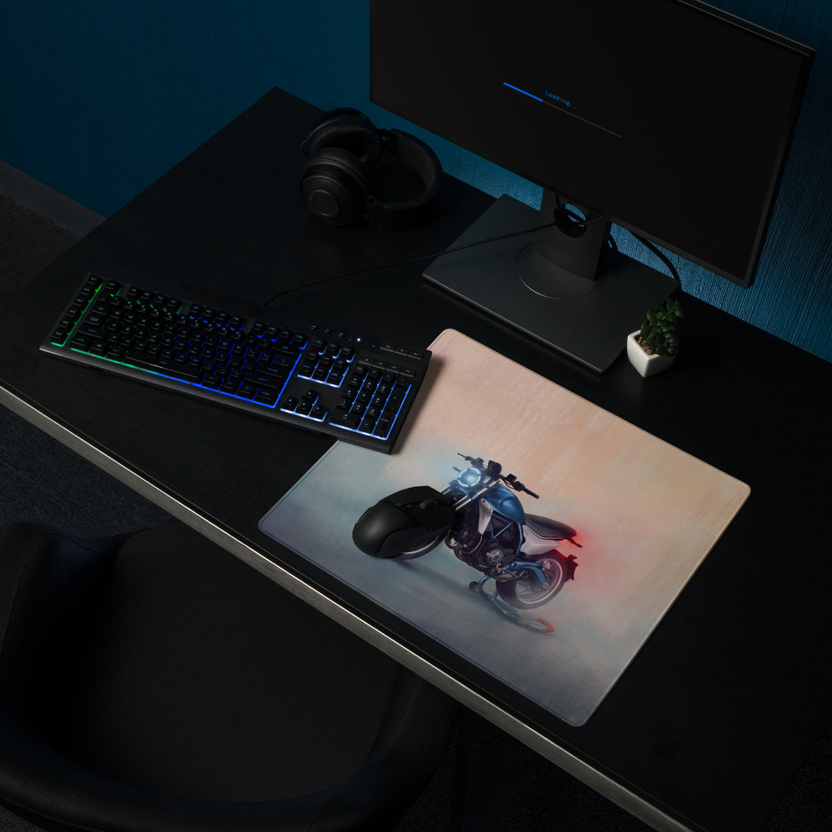 Ducati Scrambler Inspired Gaming Desk Pad, Oversized Mouse Pad with Stitched Edges