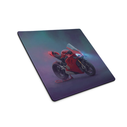Red ducati panigale v4s inspired extended gaming mousepad with graphic print on large rectangular desk mat