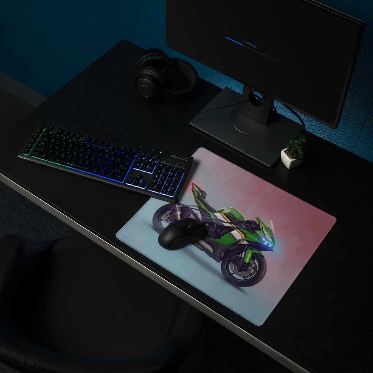 Kawasaki Ninja ZX-6R Inspired Extra Large Desk Pad, Aesthetic Mouse Mat for Gamers