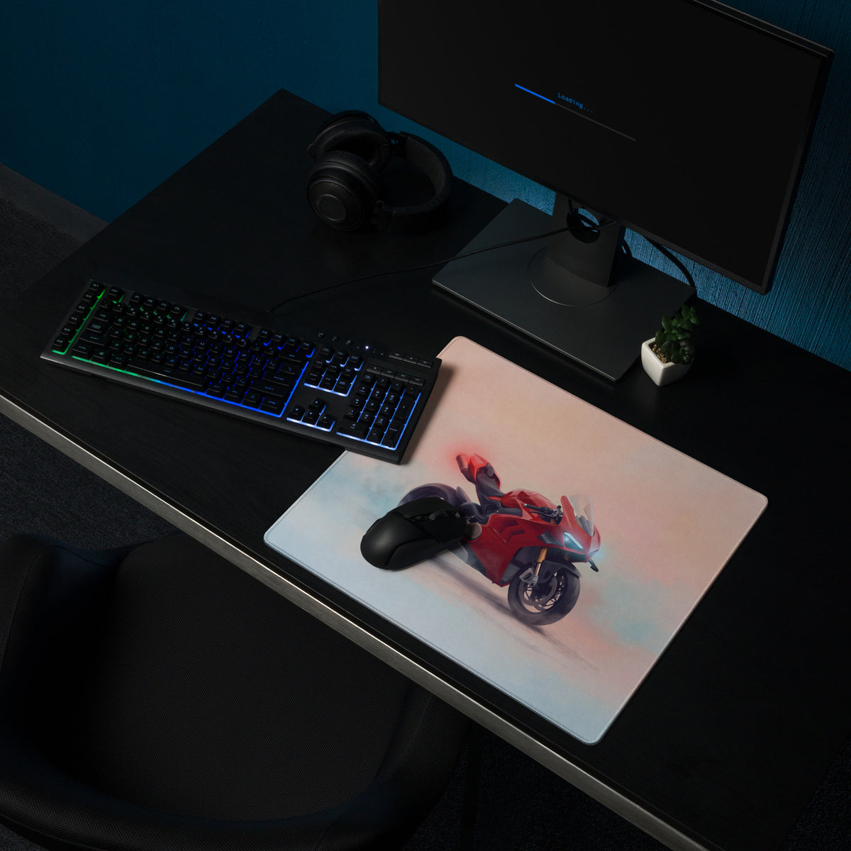 Ducati Panigale V4S Inspired Gaming Desk Pad, Oversized Mouse Pad with Stitched Edges