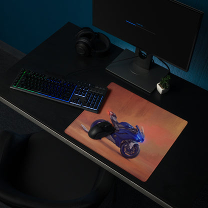 Yamaha R6 Inspired Extended Gaming Desk Mat, Racing Motorcycle Office Decor, Non-Slip Rubber Base