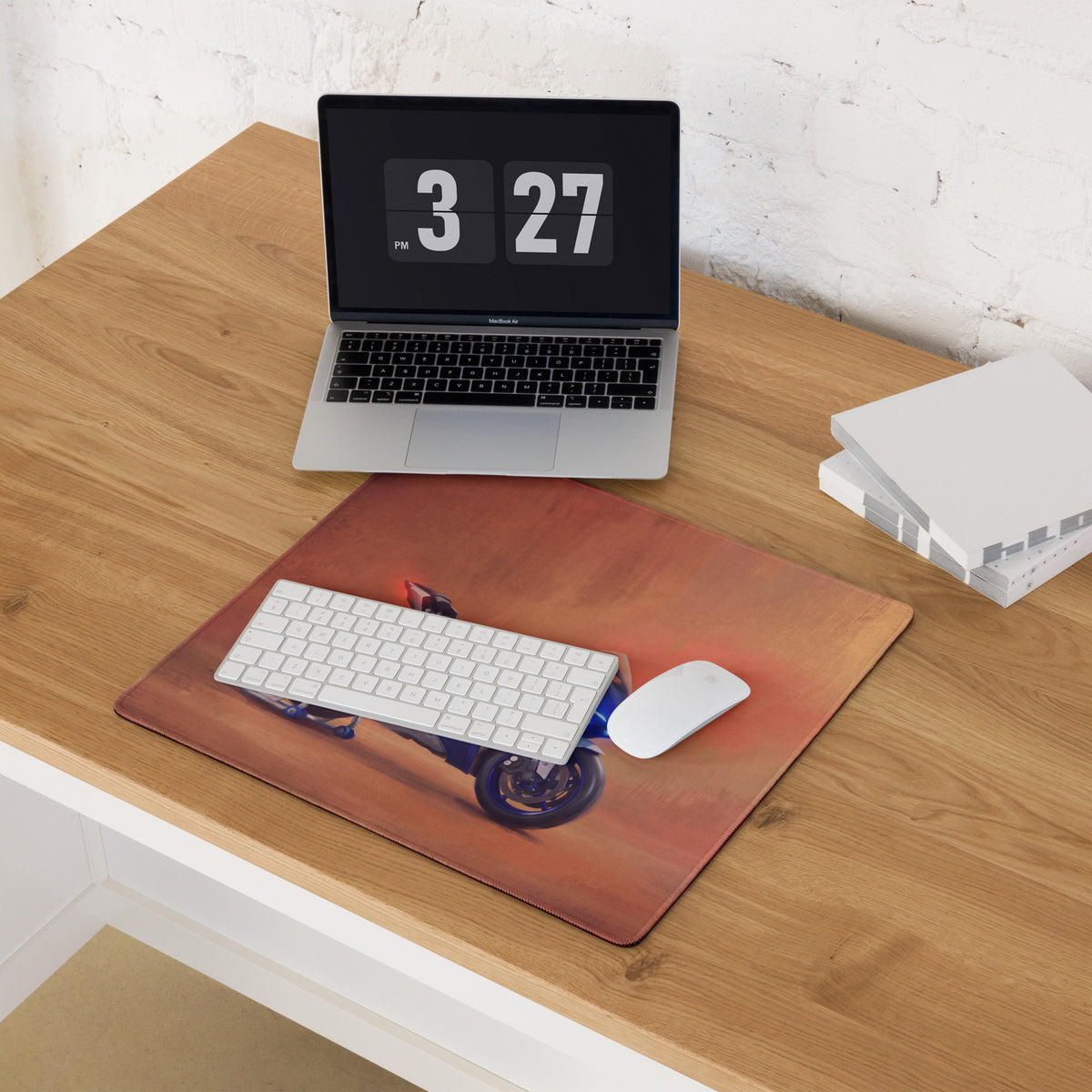 Yamaha R6 Inspired Extended Gaming Desk Mat, Racing Motorcycle Office Decor, Non-Slip Rubber Base