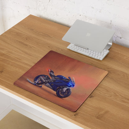 Yamaha R6 Inspired Extended Gaming Desk Mat, Racing Motorcycle Office Decor, Non-Slip Rubber Base