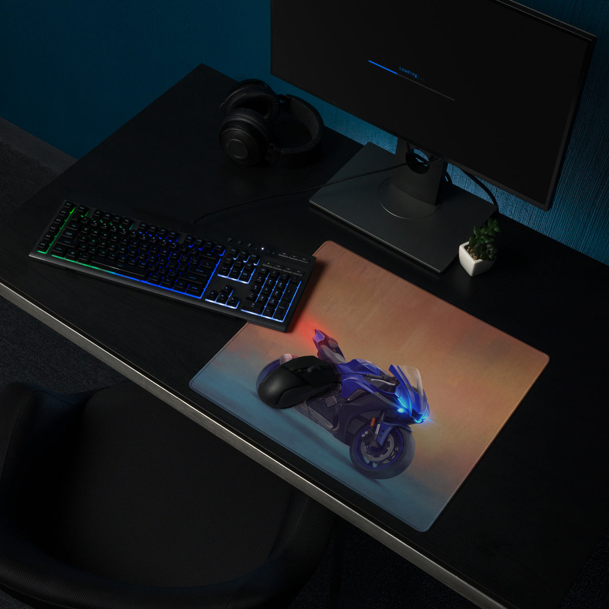 Yamaha R1 Inspired Large Gaming Mousepad, Sportbike Desktop Mat, Stitched Edges Gamer Gift
