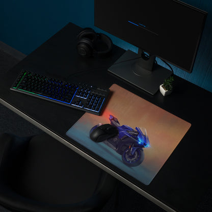 Yamaha R1 Inspired Large Gaming Mousepad, Sportbike Desktop Mat, Stitched Edges Gamer Gift