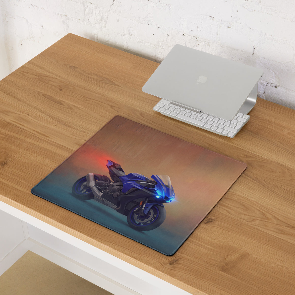 Yamaha R1 Inspired Large Gaming Mousepad, Sportbike Desktop Mat, Stitched Edges Gamer Gift