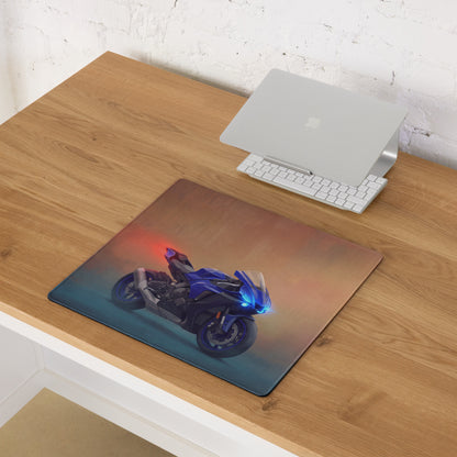 Yamaha R1 Inspired Large Gaming Mousepad, Sportbike Desktop Mat, Stitched Edges Gamer Gift