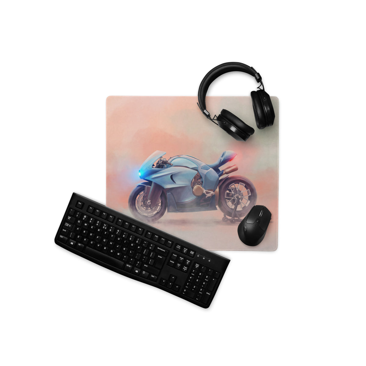 Bugatti Concept Bike Inspired Extra Large Gaming Mousepad, Futuristic Motorbike Desk Decor, Non-Slip Base