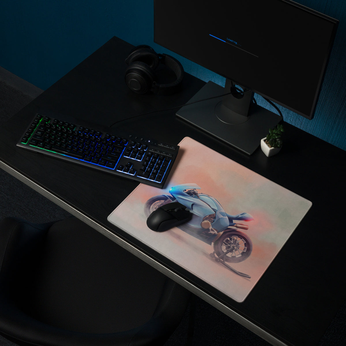 Bugatti Concept Bike Inspired Extra Large Gaming Mousepad, Futuristic Motorbike Desk Decor, Non-Slip Base