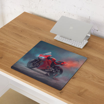 Ducati Panigale V4 Inspired Large Mouse Pad, Italian Racing Superbike Gamer Gift, Stitched Edges